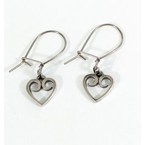 Heart Shaped James Avery Retired Dangle Earrings 925 Sterling Silver Scrolled